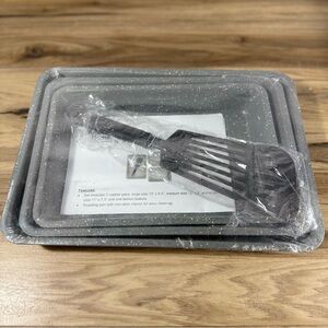 Smart Home Set of 3 Nonstick Roaster Pans with Bonus Spatula 13x9.5  12x8 11x7.5